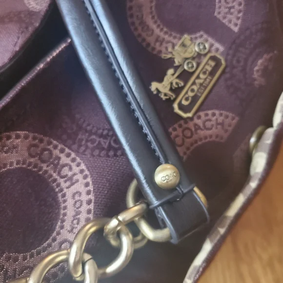 Coach Hobo no-14188 Signature canvas &Brown LEATHER Shoulder Large BAG WOMEN'S